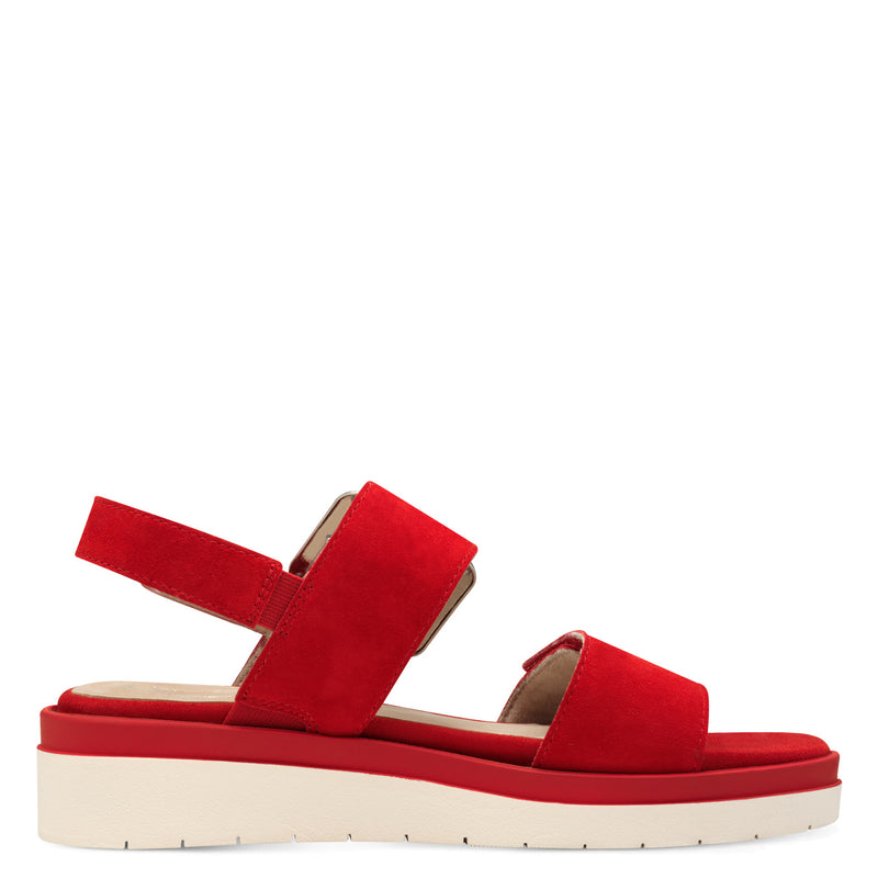 Women's Red Tamaris Comfort Leather Heeled Sandal
