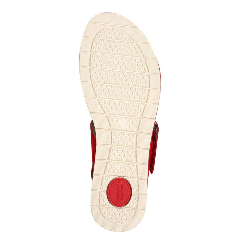 Women's Red Tamaris Comfort Leather Heeled Sandal