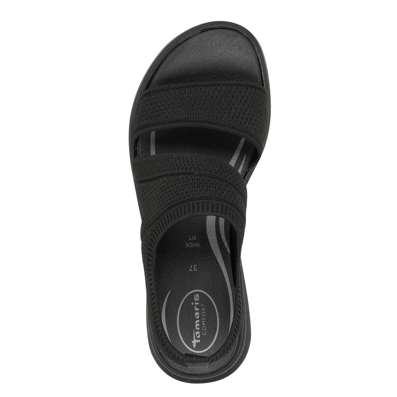 Women's Black Tamaris Comfort Multi Strap Sandal